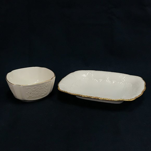 Vintage Lenox Hors d'Oeuvres Dish and Candy Dish with 24K Gold Trim - Picture 1 of 12